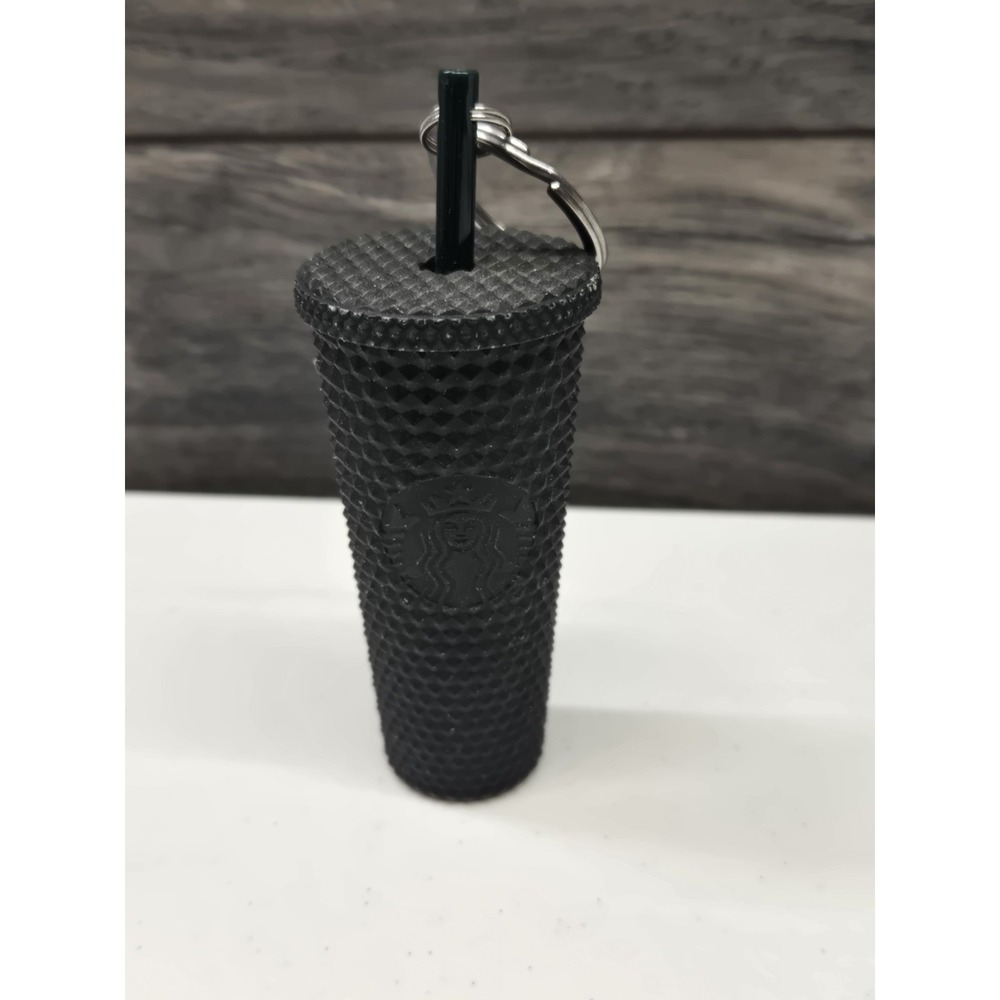 2022 Starbucks Cold Cup Keychain Ornament Studded Matte Dark Black